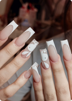 Professional nail technician providing manicure service at NV Nails Spa